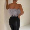 Party Crop Top Sexy Fluffy Skin-touch Sleeveless Off Shoulder Lady Camisole Night Party Clothes