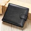 Business Large Capacity Men's Wallet Buckle Multifunctional Change Bag Double Fold Retro Leather Wallet Men