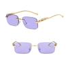 Rimless Rectangle Sunglasses Retro Clear Ocean Lens Sun Glasses Cheetah Decoration Shades UV400 Eyewear for Women Men