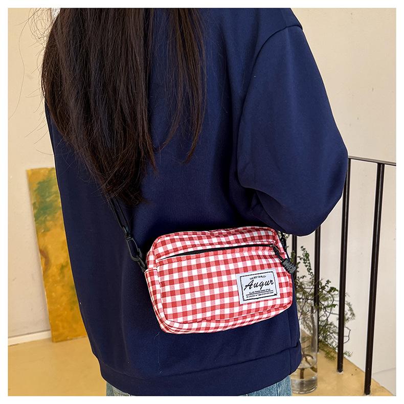 

225 клетчатая большая вместимость новый тренд нейлоновая модная простая трендовая одноплечевая сумка кроссбоди женская маленькая квадратная сумка