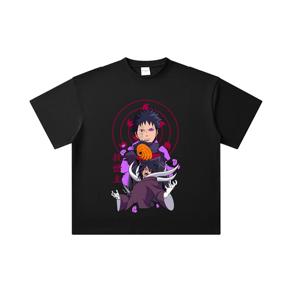 260 GSM Double Yarn 32 Count 100% Cotton Naruto V14 Obito Print Unisex Heavy Cotton T Shirt