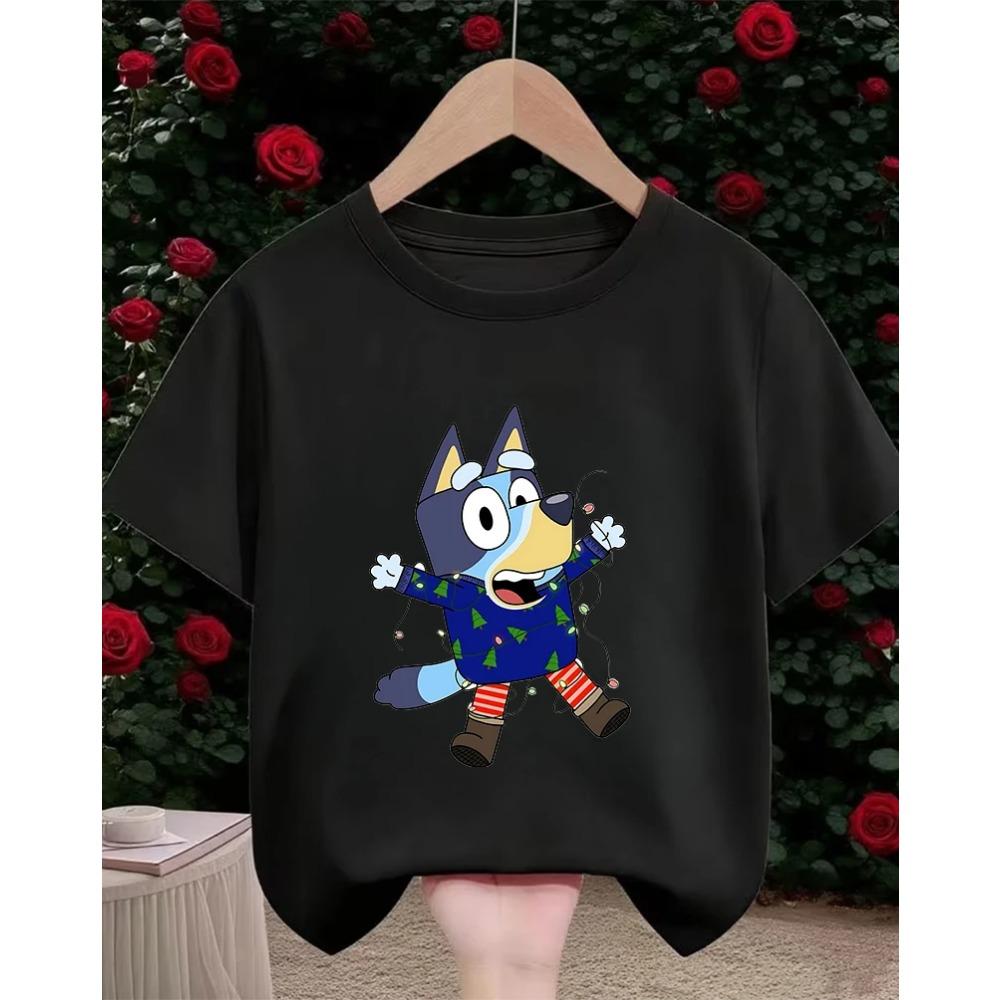 Cute Kawaii Children T Shirt Bluey Popular Print Summer Street Style Fashion Tops For Kids 3-14 Age