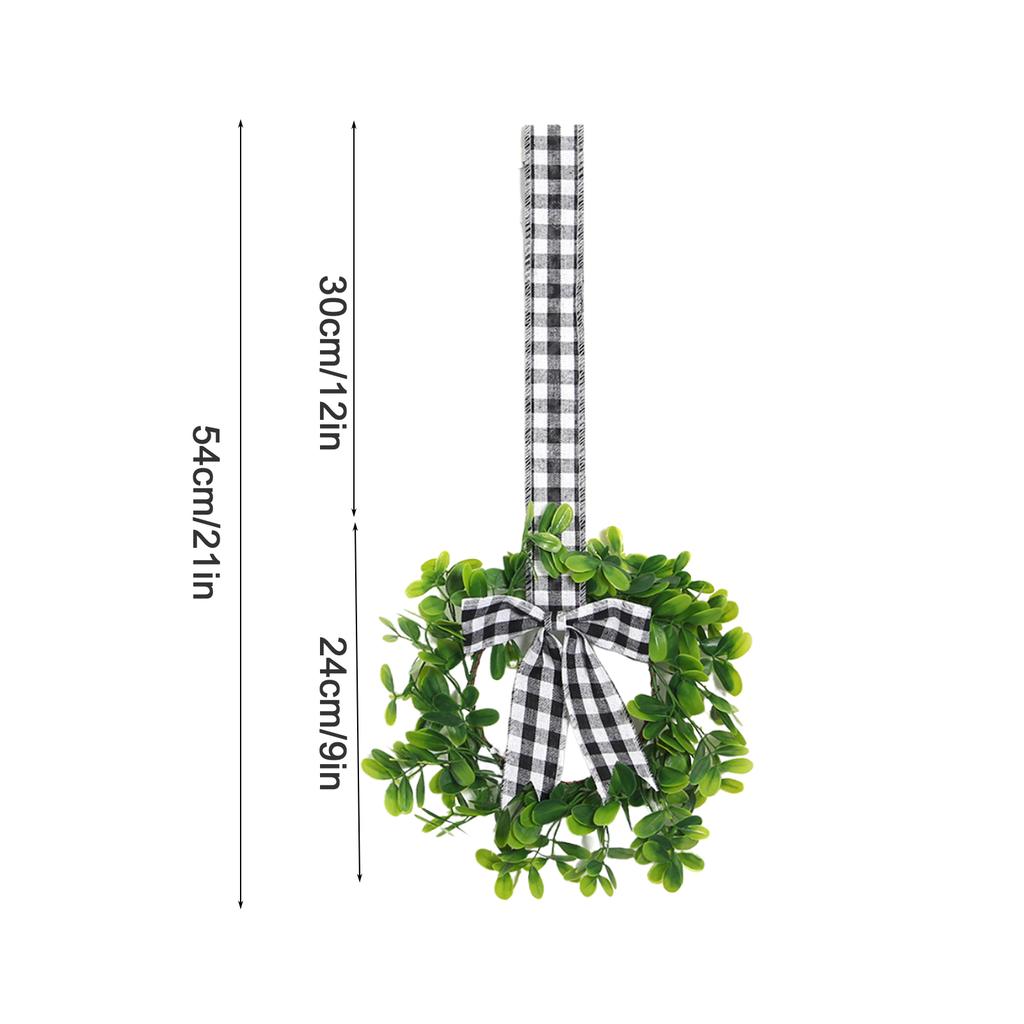 Mini Xmas Kitchen Cabinet Wreaths Small Xmas Artificial Wreaths with Plaid Bow for Door Window Wall