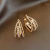 Fan Flower Bamboo Tassel Earrings Trend Ear Hook National Style Temperament High-end Earrings