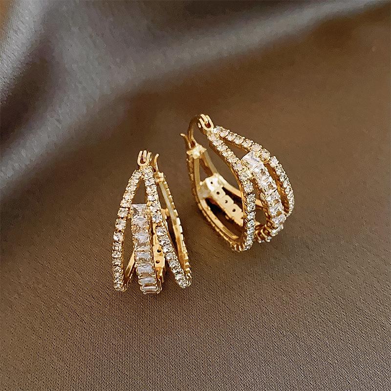 Fan Flower Bamboo Tassel Earrings Trend Ear Hook National Style Temperament High-end Earrings