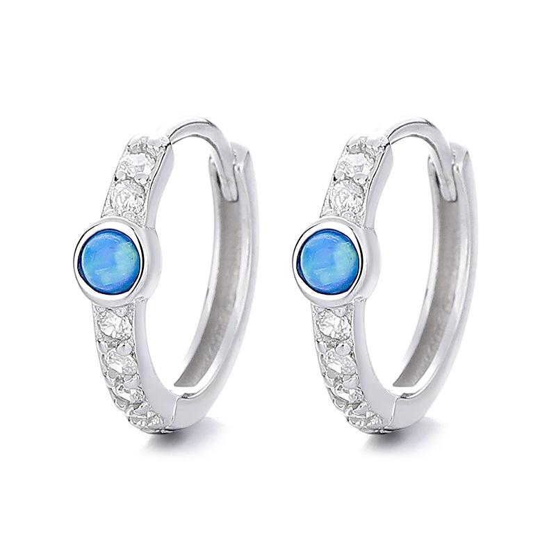 

Personalized Earrings, Women S Light Luxury, High-End Single-Row Diamond Blue Opal Earrings, Niche Earrings