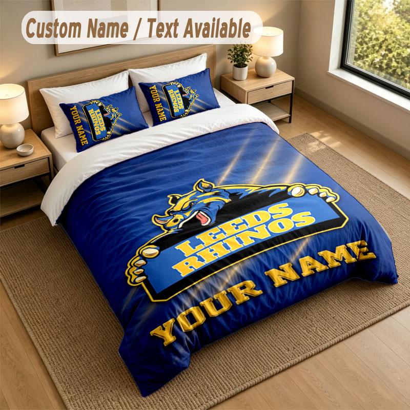 Bettwäsche-Set 1 Bettbezug 2 Kissenbezüge Leeds Rhinos Druck Weiche Bettwäsche Schlafzimmer Dekoration