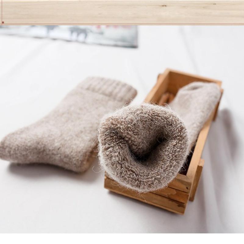 Women's Casual Thick Thermal Socks Pure Color Thickened Fleece Wool Sock