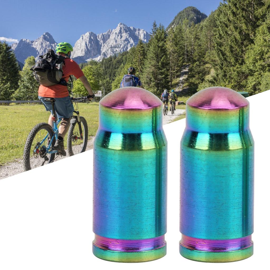 2 Pcs Titanium Alloy Valve Cap for Bike Bicycle Tire Dust Cover Road Bicycles Accessories