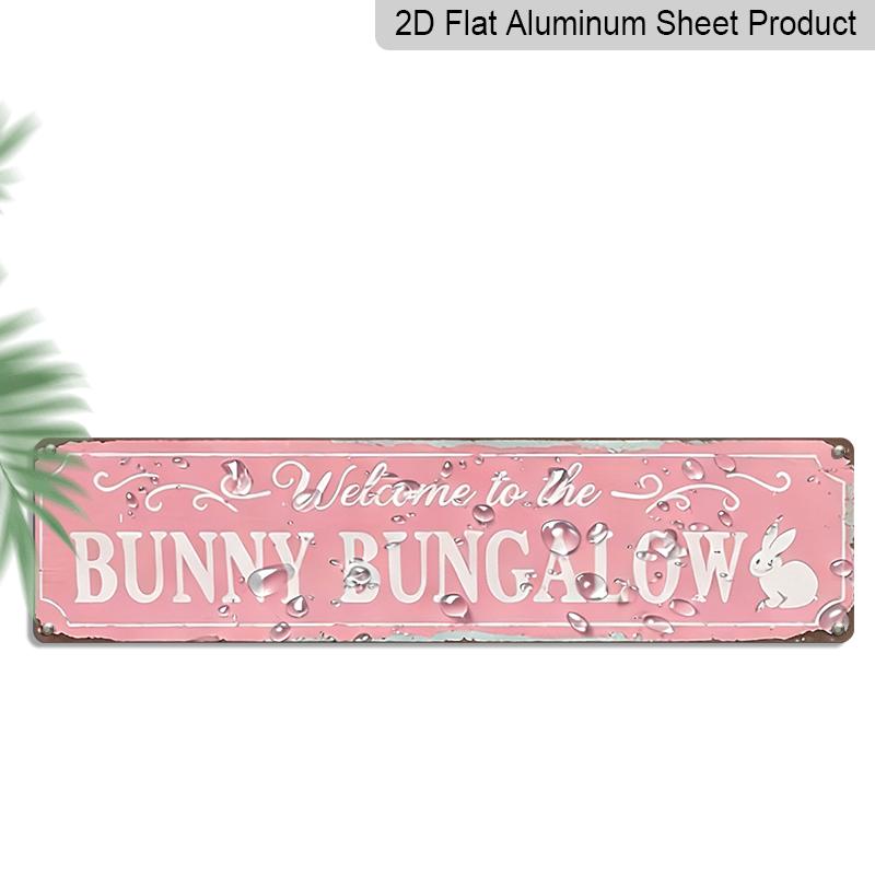 

2D Flat Vintage Welcome To The Bunny Bungalow Aluminum Sign, Rustic Spring Wall Decor, Ideal for Farmhouse Kitchen Cafe & Easter Gifts, 3.94×15.74 15.7×3.94Inch/40*10cm