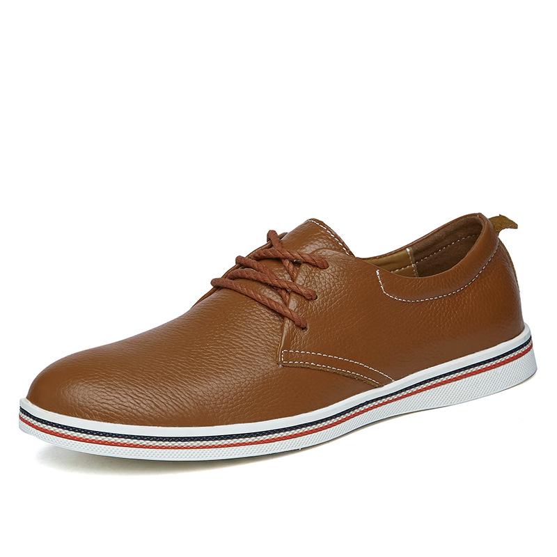 Men s Cross-Border Genuine Leather Casual Shoes, Plus Size British Style Cowhide Handmade Driving Loafers 39 коричневый