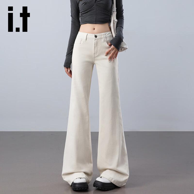 

izzue it Women s High-Waist Slim Flare White Jeans M
