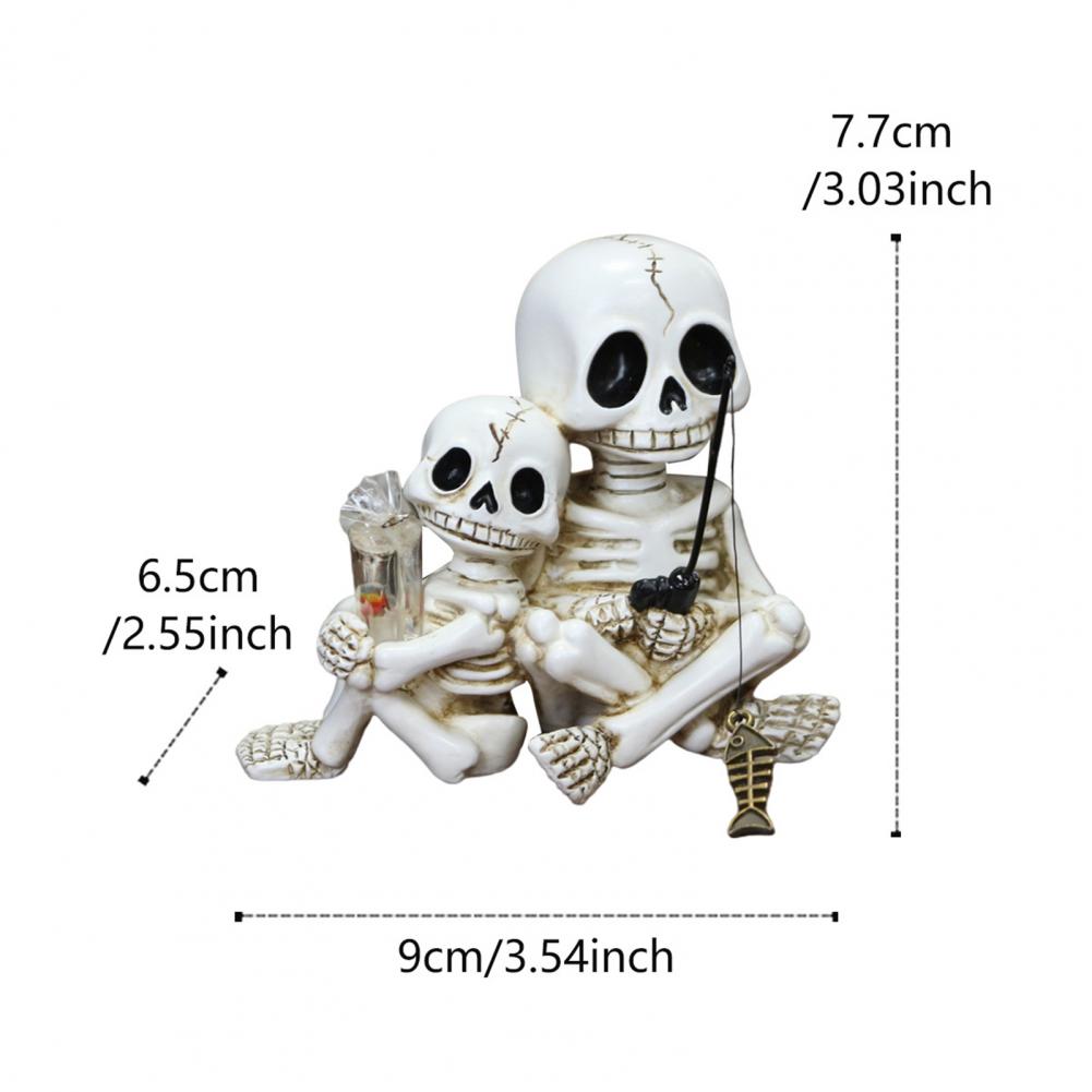 Weather-resistant Skeleton Figurine Hand-painted Resin Skeleton Ornament for Garden Pond Balcony Decor for Halloween