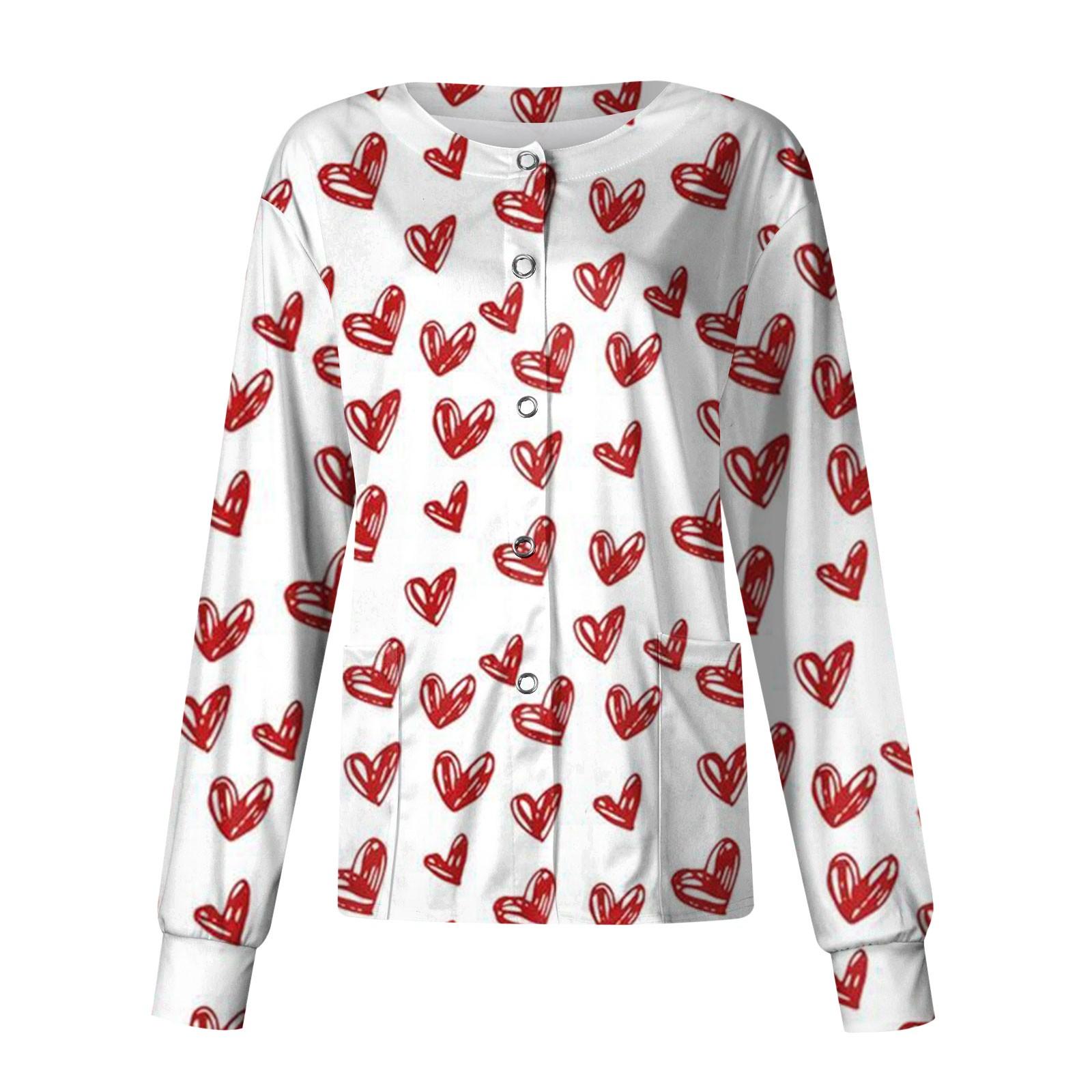 

Женский повседневный однобортный однобортный костюм с длинными рукавами и принтом на День святого Валентина, топ-кардиган XXXXL красный