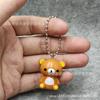 Rilakkuma Korilakkuma Key Chain Couple Relax Bear Cute Keychains New Bags Car Keys Ring Pendant Decor Kids Toys Best Friend Gift
