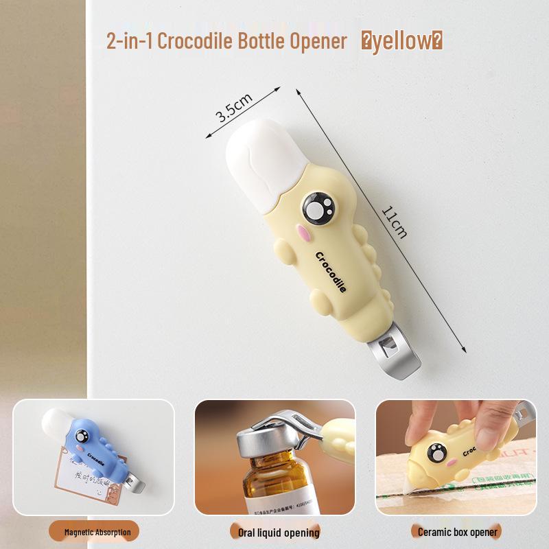2-in-1 Cartoon Magnetic Bottle Opener & Box Cutter - Refrigerator Magnet & Medicine Cap Opener for Kids Home Use
