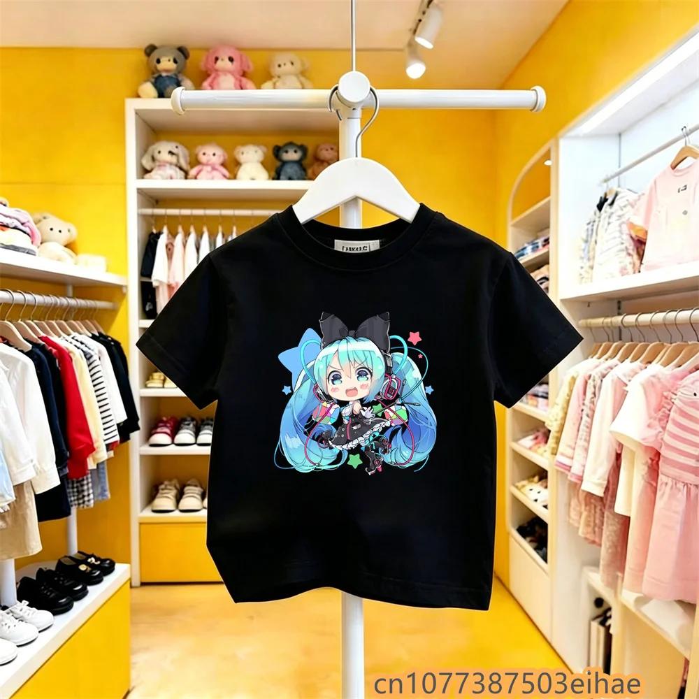 Future MIKU Line Hatsune Miku High Quality Pure Cotton Short Sleeve Printed Casual Fashion Clothes New For Boys Girls Outdoor