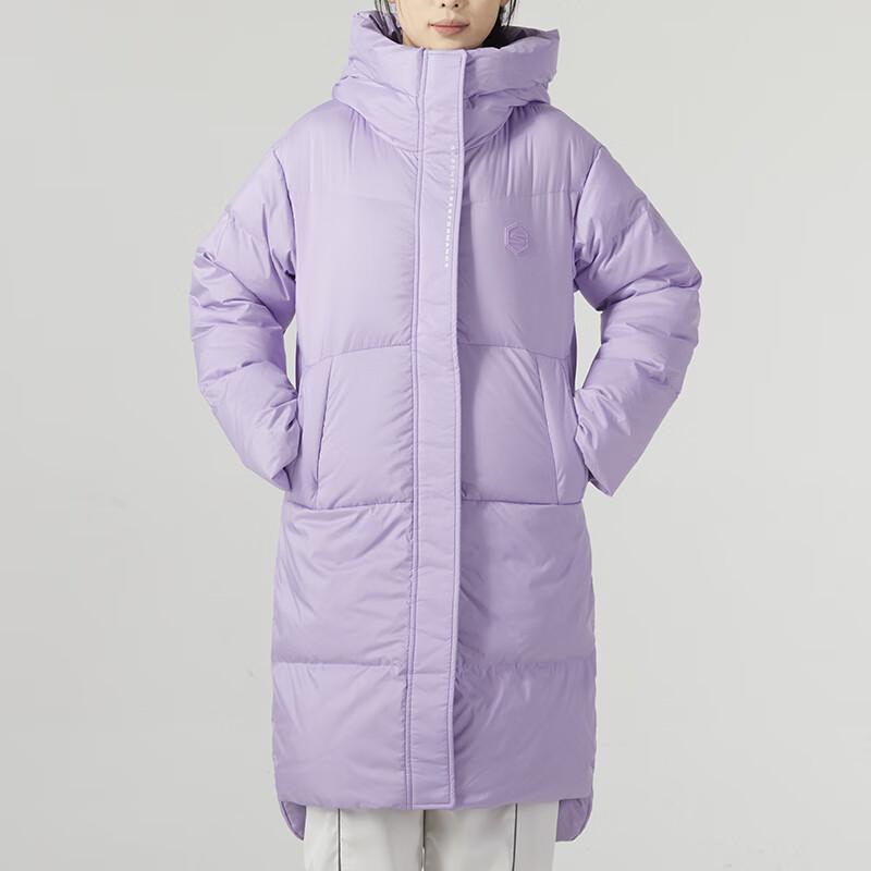 Skechers Solid Color Windproof Warm Sports Hooded Down Jacket Women Jackets Purple P423W030-010Y