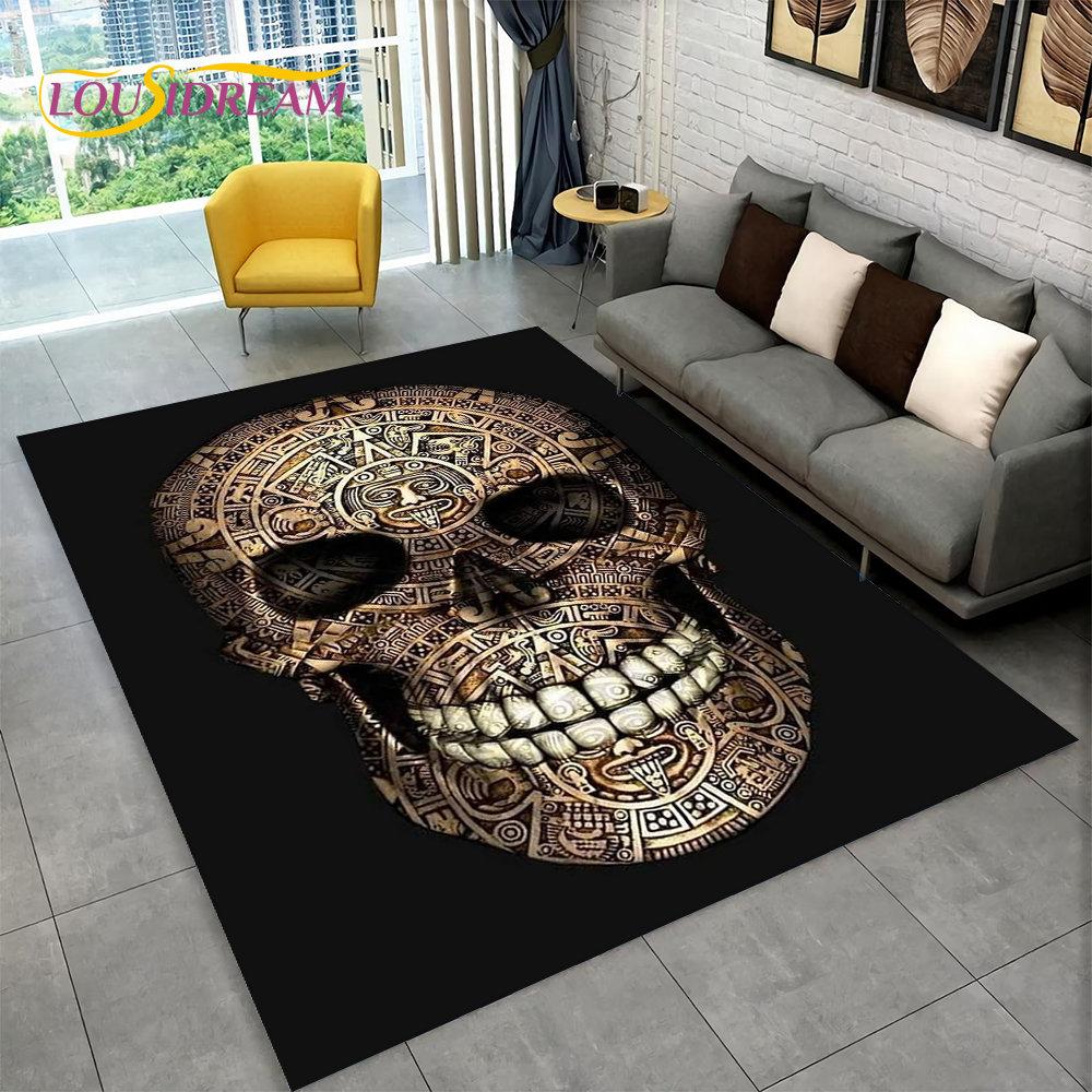 3D Creative Gothic Horror Skull Modern Area Rug,Carpet Rug for Living Room Bedroom Sofa Doormat Decor,Kitchen Non-slip Floor Mat