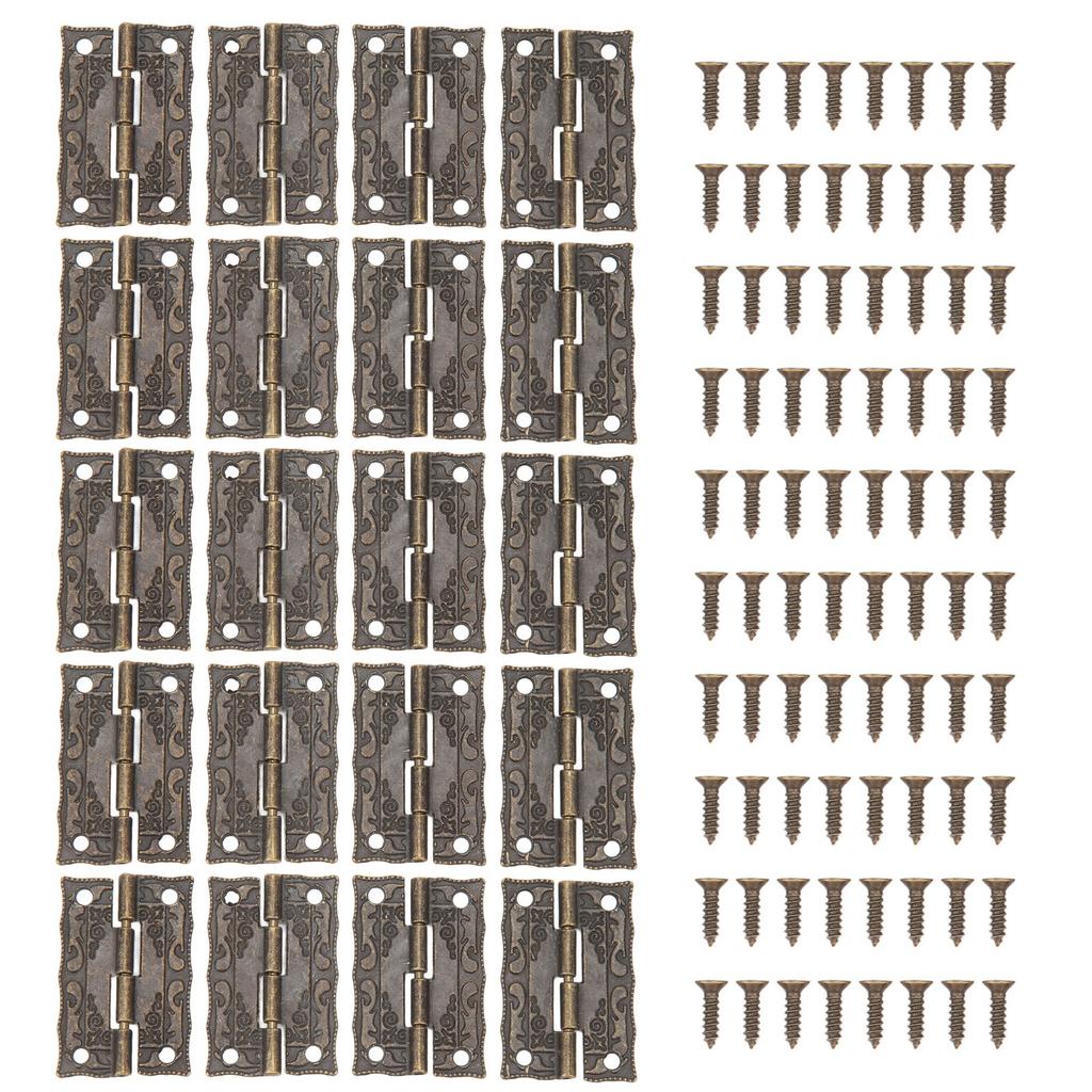 20 Set Antique Decorative Hinges Zinc Alloy Vintage Box Hinges Jewelry Box Hardware for Wooden