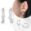 New In Geometry Wound Ear Loops 925 Silver White Zircon Earrings Jewelry Women Earrings Girlfriend Anniversary Gift
