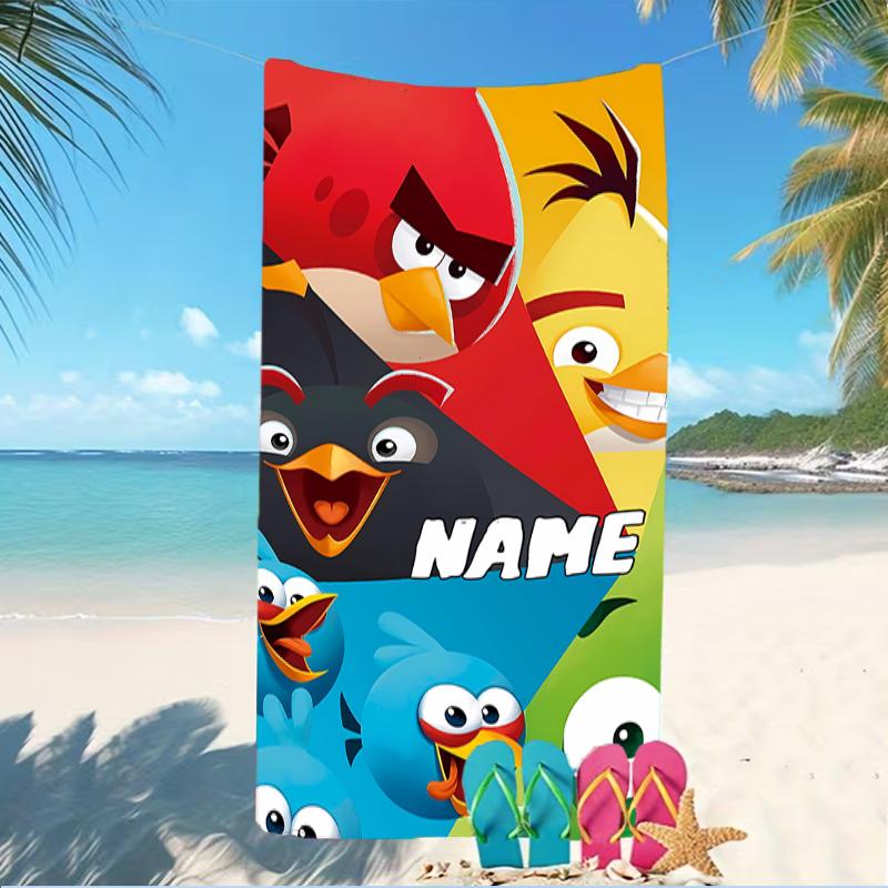 Customizable personalized beach towels Angry Birds game themed designs.Suitable for the beach, yoga, sports;ideal as beach accessories