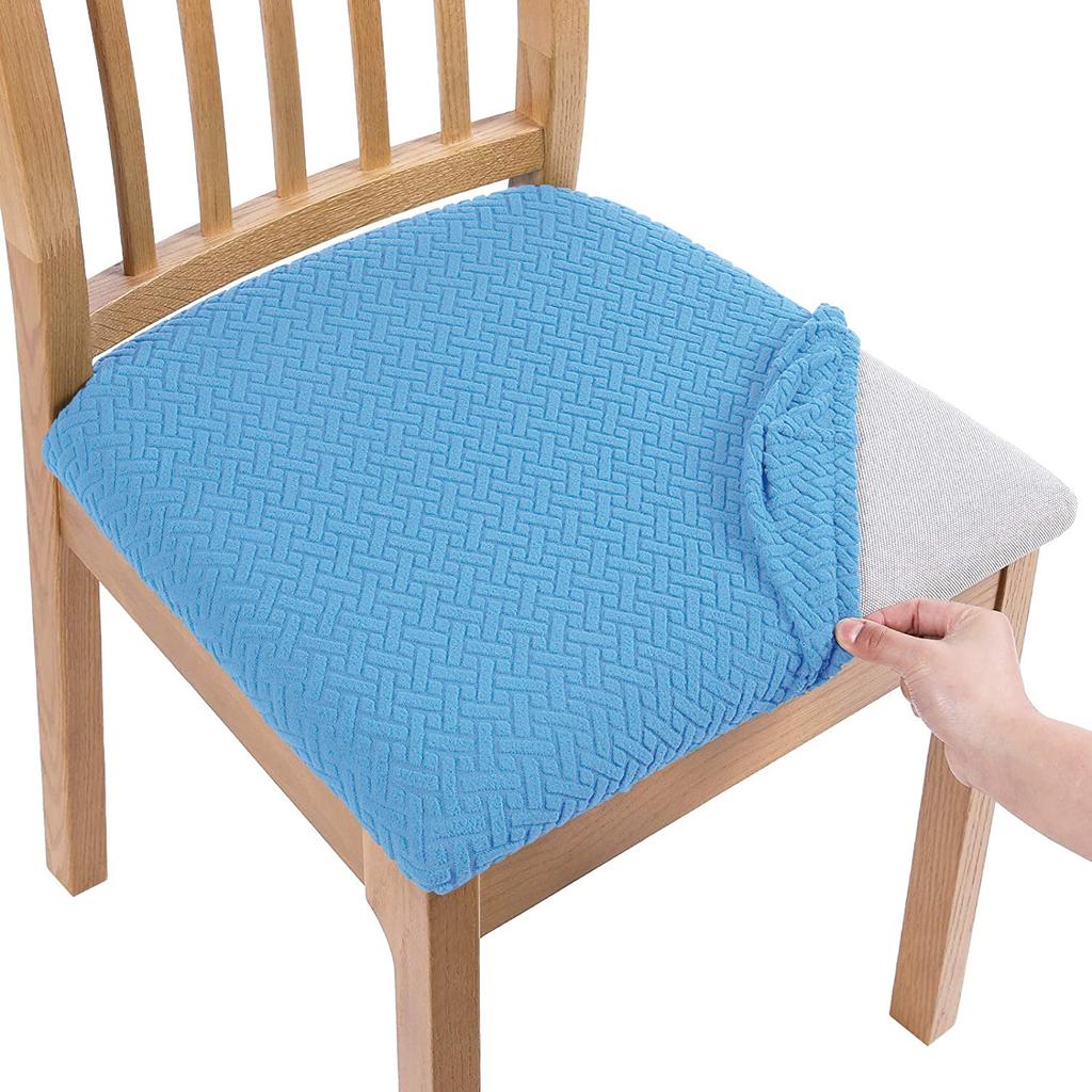 New Design Jacquard Chair Seat Covers Removable Washable Anti-Dust Stretch Spandex Dining Room Upholstered Chair Seat Slipcovers