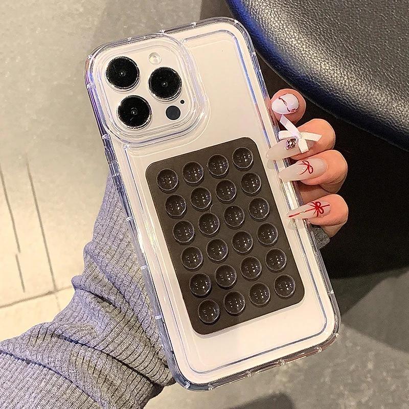 3D Suction Cup Transparent Phone Case For iPhone 17 16 Pro Max 16E 15 14 13 12 11 Pro Max 16 15 Plus 17Air Shockproof Soft Cover