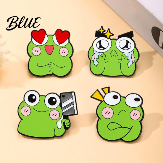 Funny Frog Emoticon Brooch Pin Cartoon Design Zinc Alloy Hand-Painted