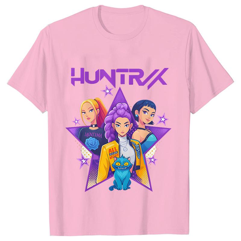 Kpop Demon Hunters Cartoon T-shirt for Chrildren  O-neck T-shirts 2025 Hot Movies Same Tshirts Fans Gifts Y2K High Street Tops