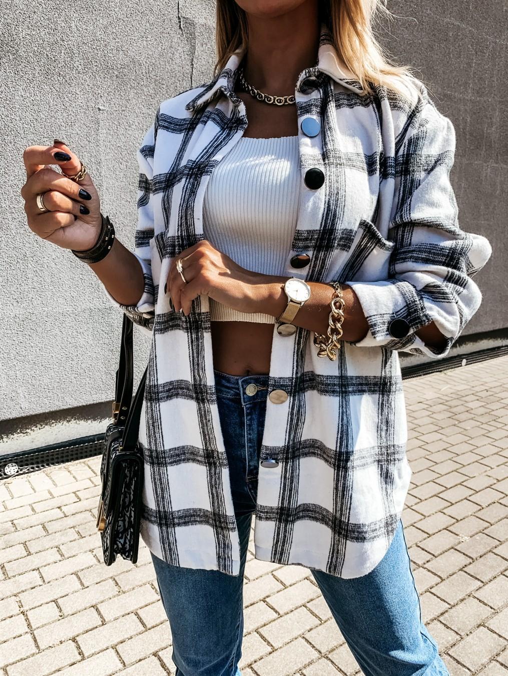 Women S Vintage Casual Plaid Long Sleeve Button Up Shirt S белый