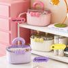 Portable Storage Box with Lid Grid Children's Hair Accessories Desktop Plastic Jewelry Transparent Double-layer Creative Cute Storage Box
