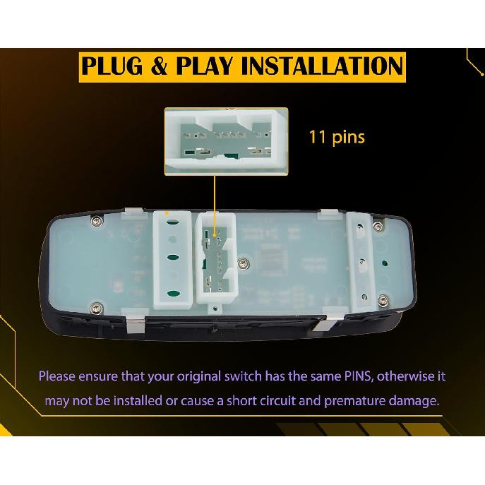 Power Window Switch.11 Metal P.Fits For 2014-2018 Jeep Grand Cherokee.68184803AC.Driver Side Control Door Vidrios Master Switch.