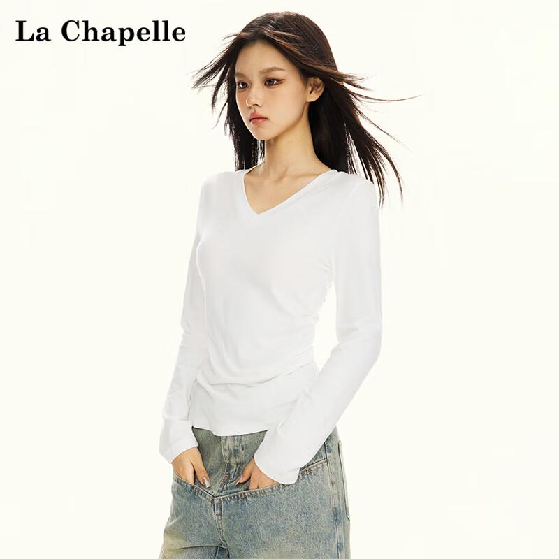 La Chapelle Women's V-Neck Long Sleeve Slim-Fit T-Shirt