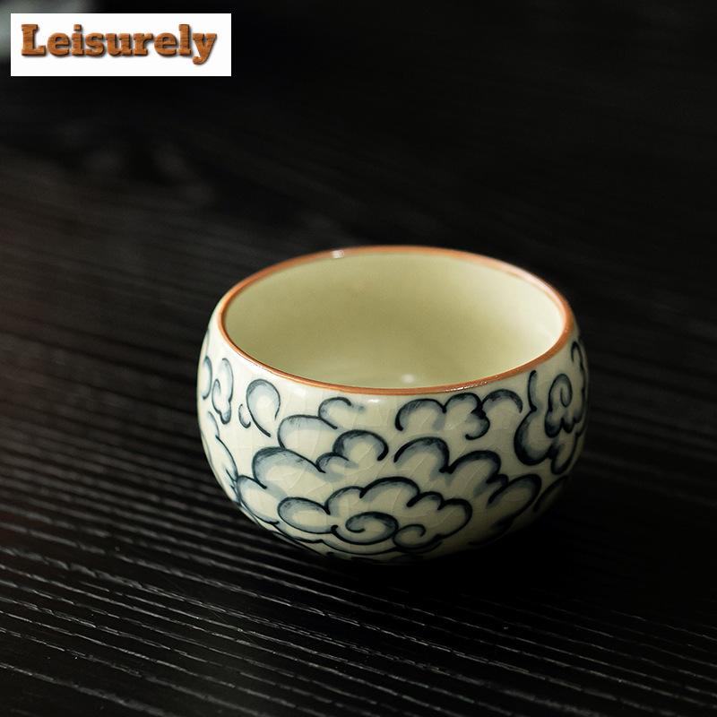 80 ml Antike chinesische Ru-Ofen-Porzellan-Teetasse Dehua Keramik Arhat-Tasse Großer Bauch Persönliche Teeschale Chazhan Kung Fu Teeset Geschenk