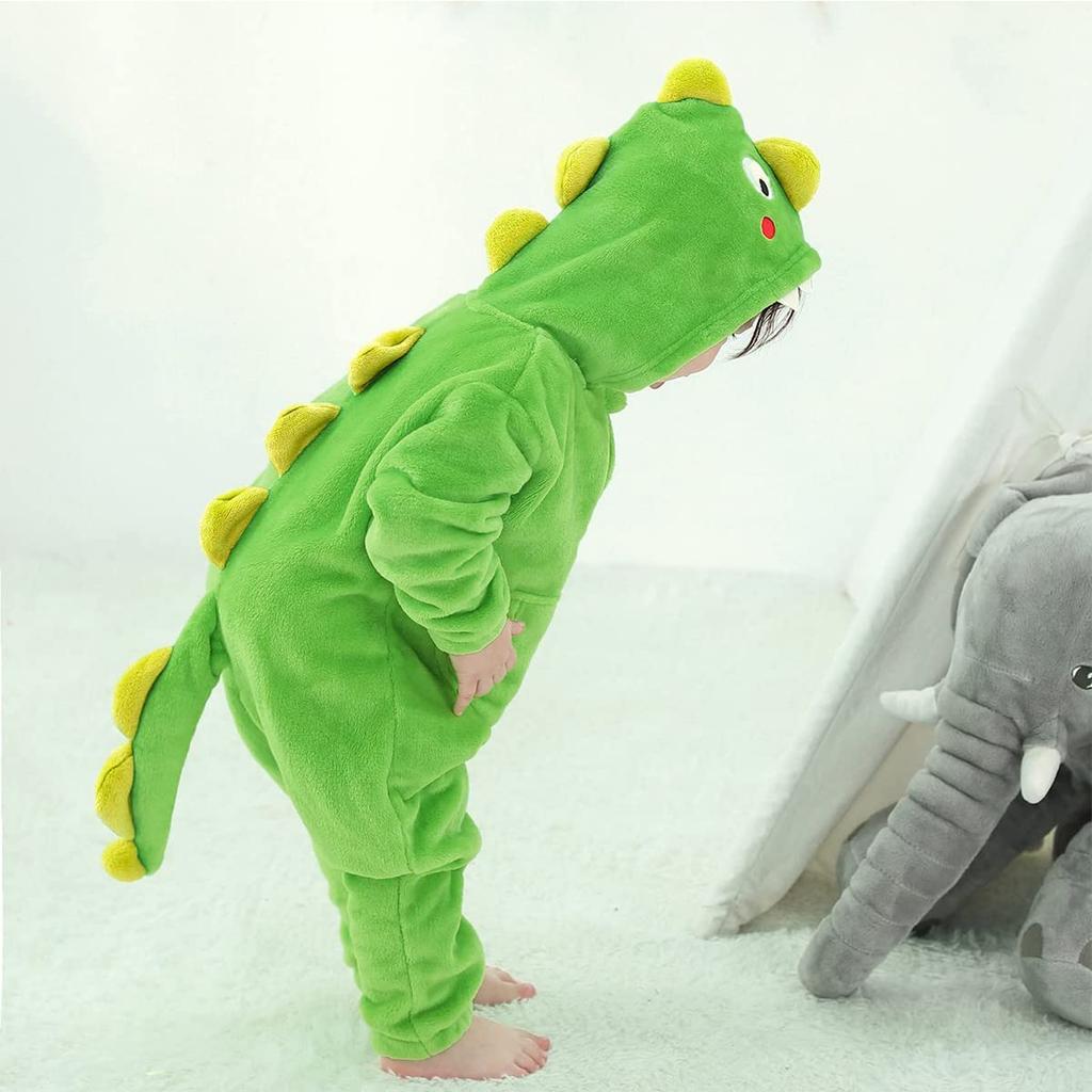 LOLANTA Dinosaur Kigurumi Baby Halloween Christmas Boys and Dark Sizes Kids' Overalls, Costume, Costume, Girls, Green, Flannel, 105-120