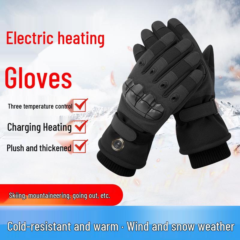 Rechargeable Electric Heated Gloves for Men: Winter Motorcycle Riding, Thickened Velvet for Warmth and Cold Protection