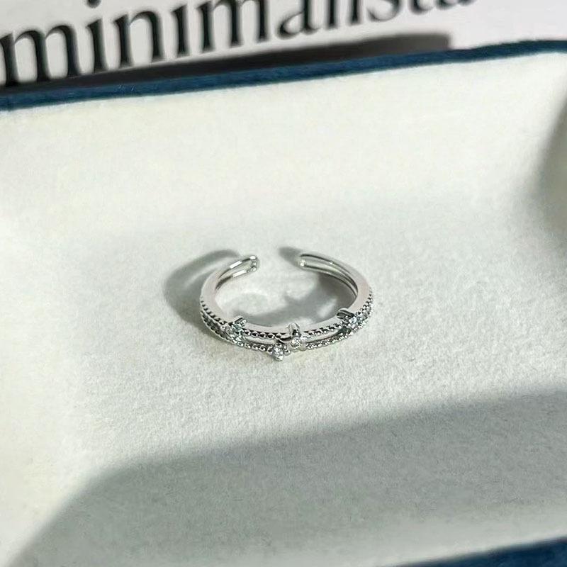 

2026 Super Flash Micro Inlaid with Diamonds Korean Version Key Opening Ring Women s Cold Wind Niche Design Sense Fashion Light Luxury Ring Tide Resizable