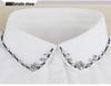 Korean Style Women's Blue Beaded Floral Decorative Collar Sweater