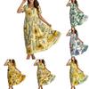 Women Casual Loose Bohemian Floral Dress Short Sleeve Long Maxi Summer Beach Swing Dress