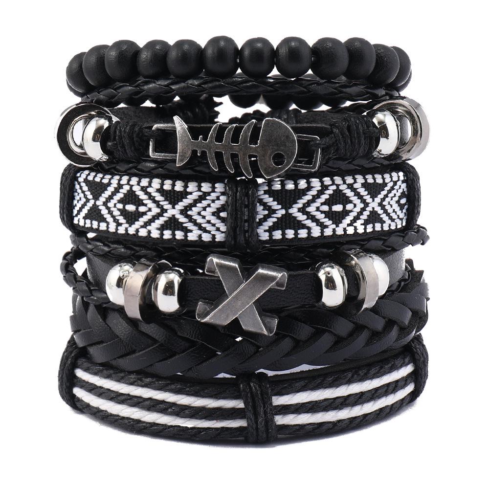 Men's Retro Multi-Layer Handmade Leather Bracelet Set