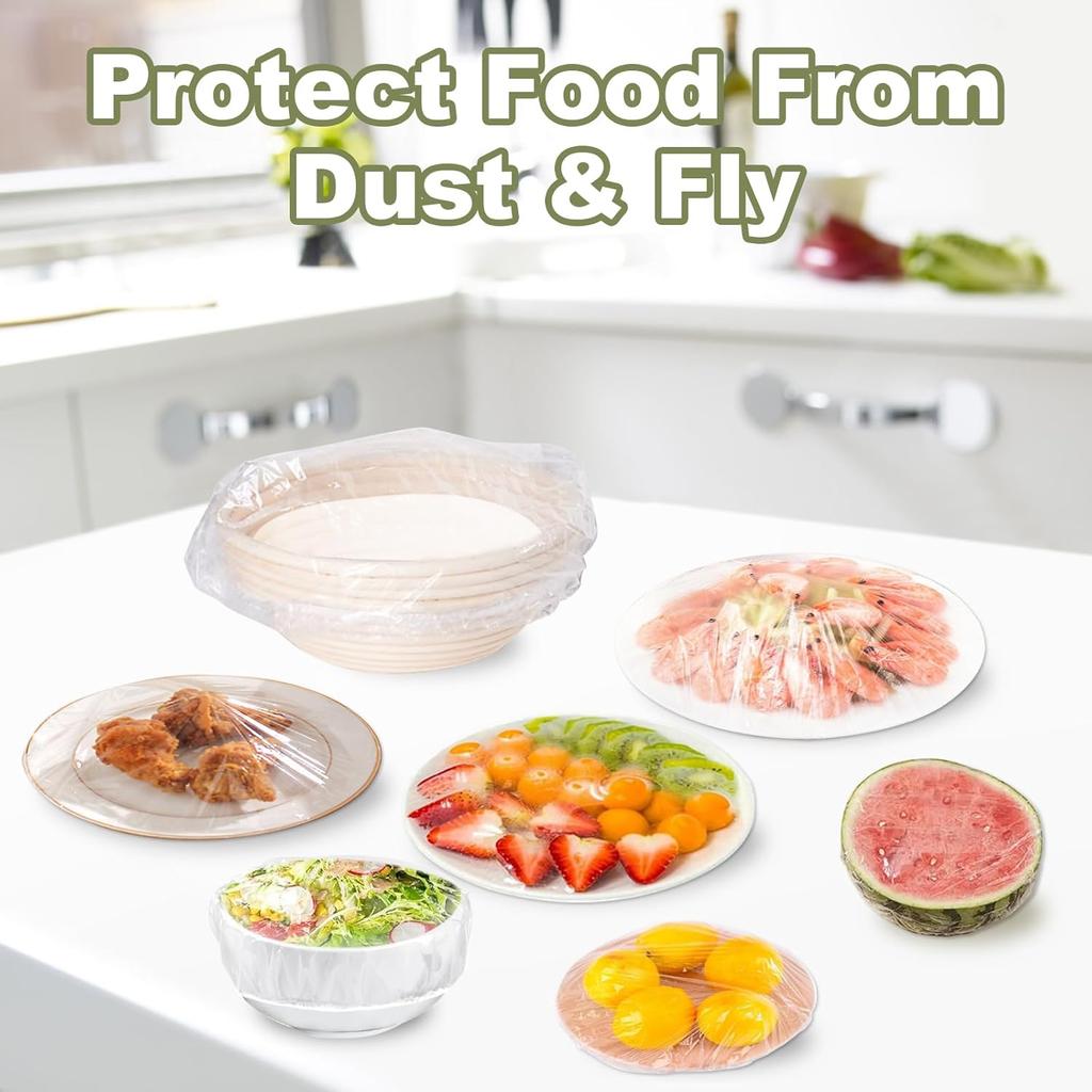 200 PCS Bowl Covers for Bread Proofing, Disposable Shower Caps for Sourdough Bread, Elastic Reble, Plastic Covers for Bowls Food Cover, Keeps Food