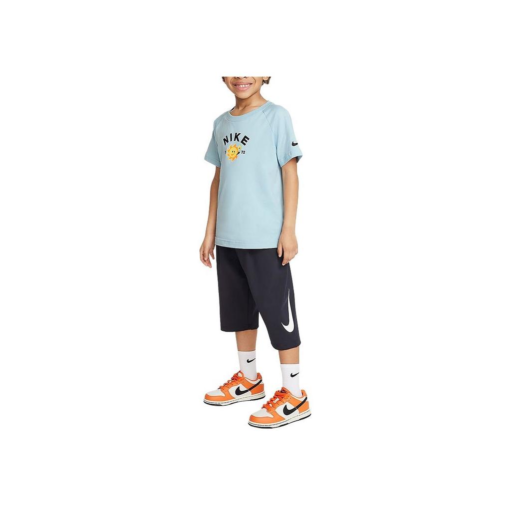 Nike Dri-Fit Letter Logo Print Short Sleeve T-Shirt And Seven-Point Casual Pants Set Kids sets FQ3583-015