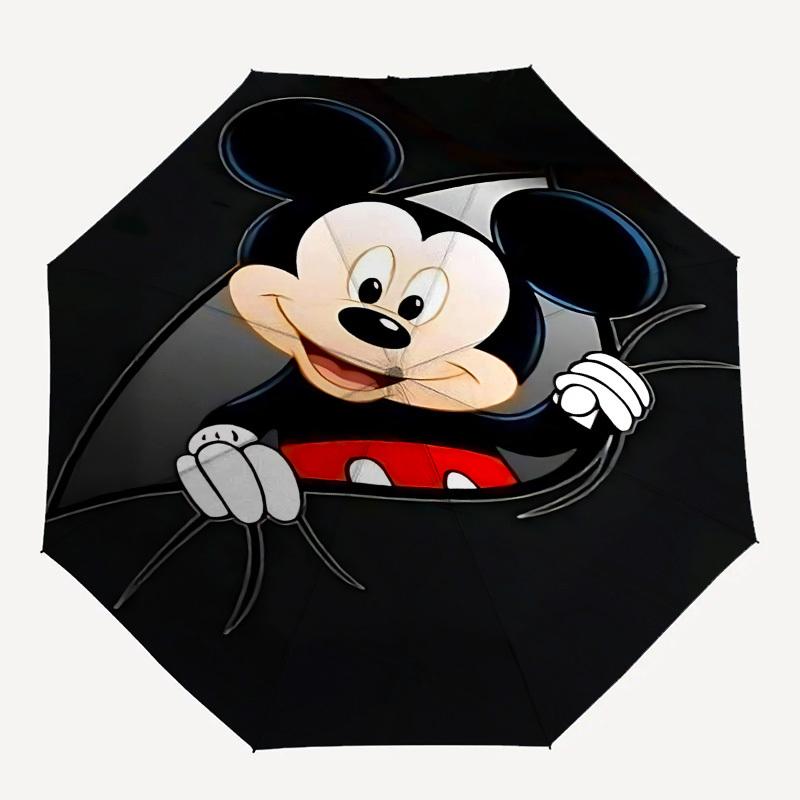Mickey Mouse Themed Automatic Opening and Closing Umbrella, Brightly Colored 8-rib Portable Umbrella, Suitable for Men and Women, A Perfect Gift for C