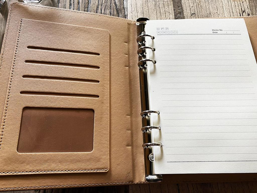 JEWYOCO 6-Ring Planner, Schedule Cover with Refills, Memo Pad, Card Storage, Notebook, Planner Cover, Business Planner, Loose-Leaf Planner, A5, Brown