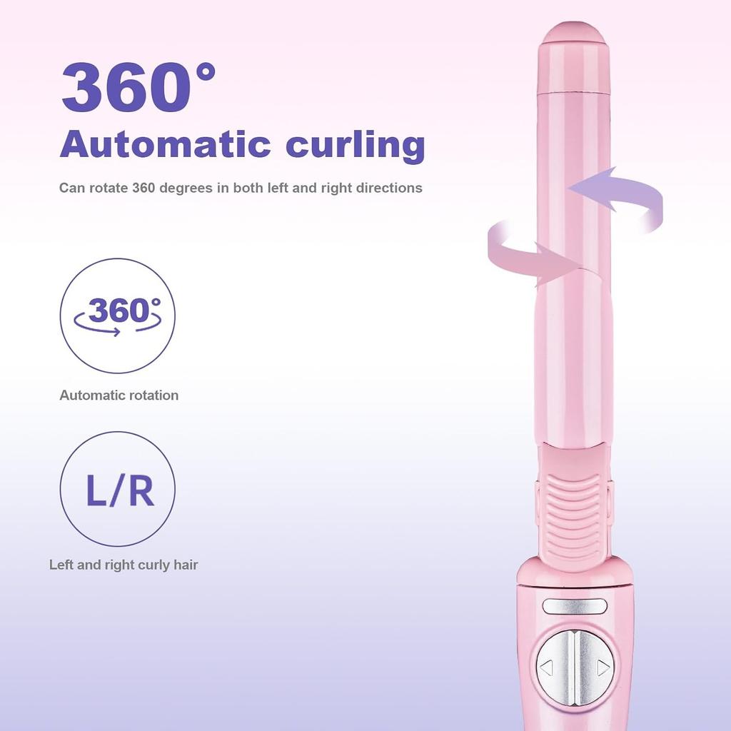 Rotating Curling Iron 1 Inch,Automatic Curling Iron,Easy-to-use Curling Wand for All Hair Types,Self Rotating Barrel with Dual Voltage,Fast Heating