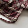 Kids Unisex Fleece Plaid Long Sleeve Shirt Korean Vintage Style Children Shirt