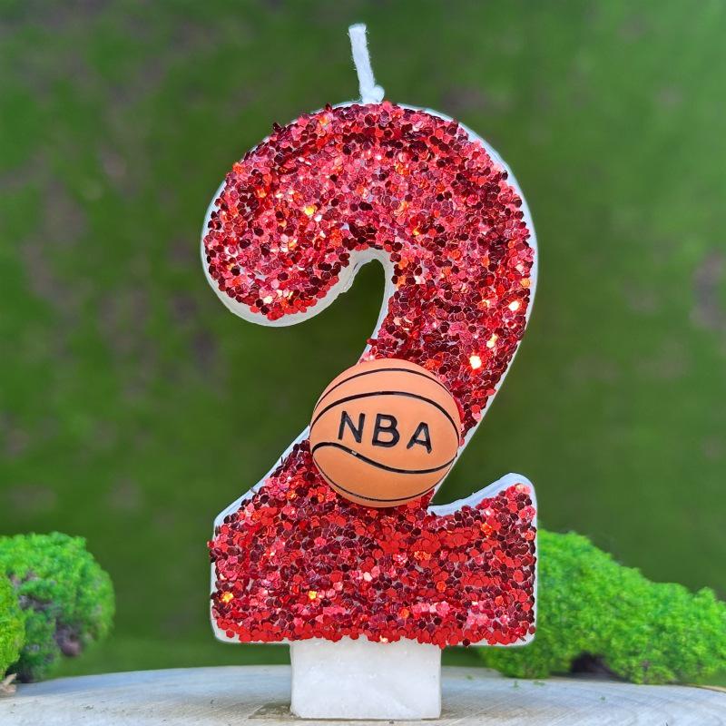 Basketball Number Birthday Cake Candles - Creative Digital Party Decorations