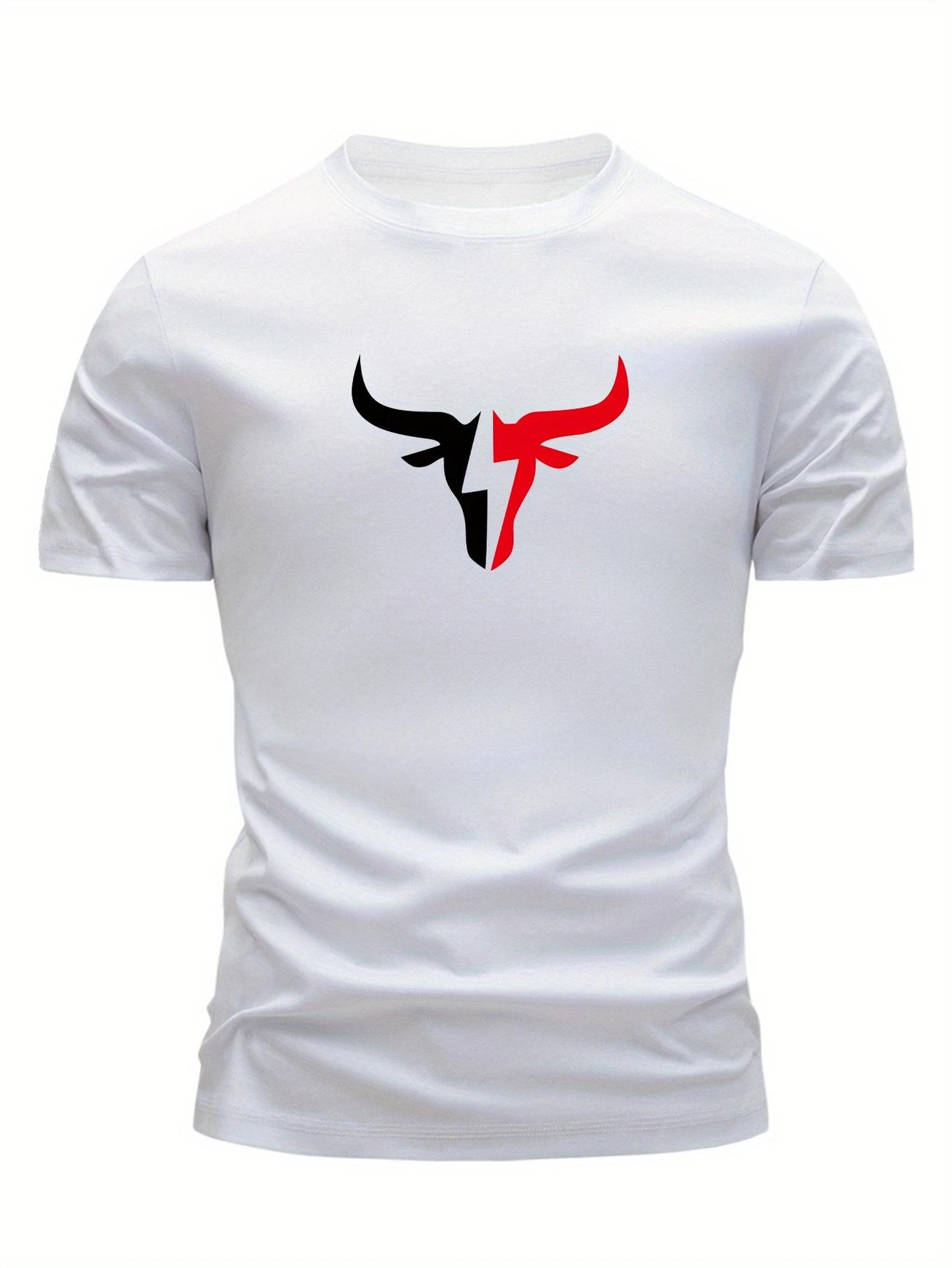 Bull Lightning Mens Cotton TShirt Casual Athletic Sporty Style White Fitness Muscle Fit - Men s Summer Cotton Graphic Tee S разноцветный