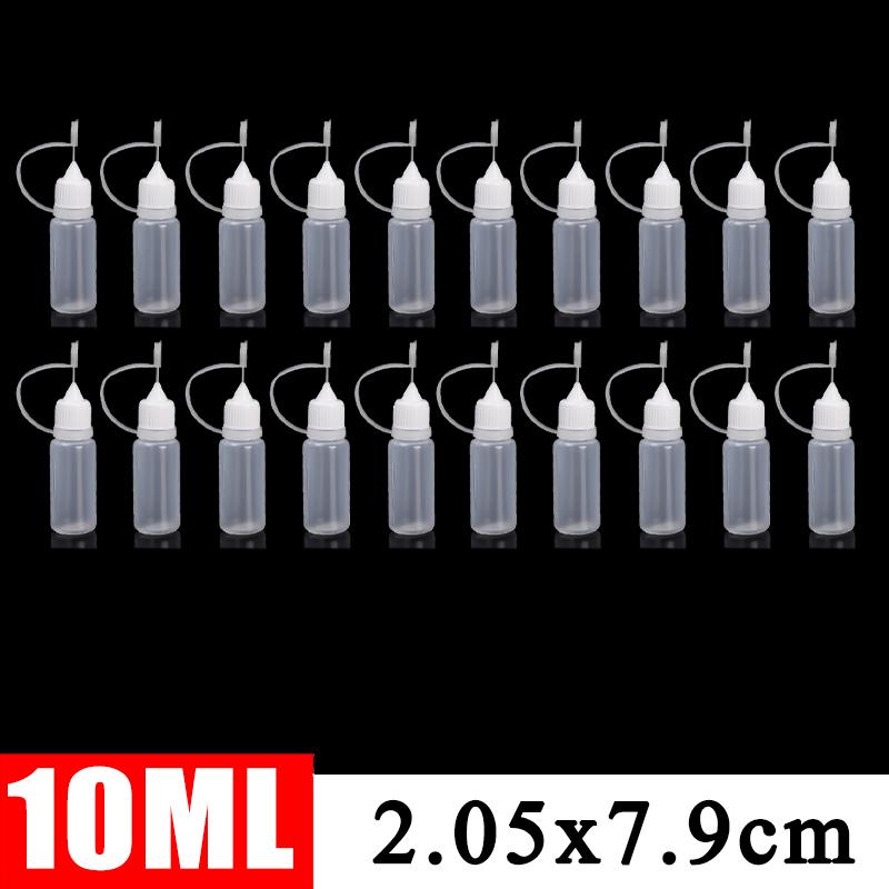50/5Pcs PE Plastic Squeezable Tip Applicator Bottle Refillable Dropper with Needle Tip Caps for Glue Pigment Bottle 10ml 50ml